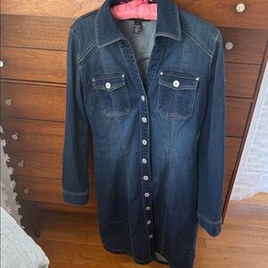 INC International Concepts Dark Indigo Denim Shirt Dress